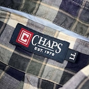 90s リネン混 CHAPS チャップス チェック BD ボタンダウン 半袖シャツ LL/メンズ ビンテージ