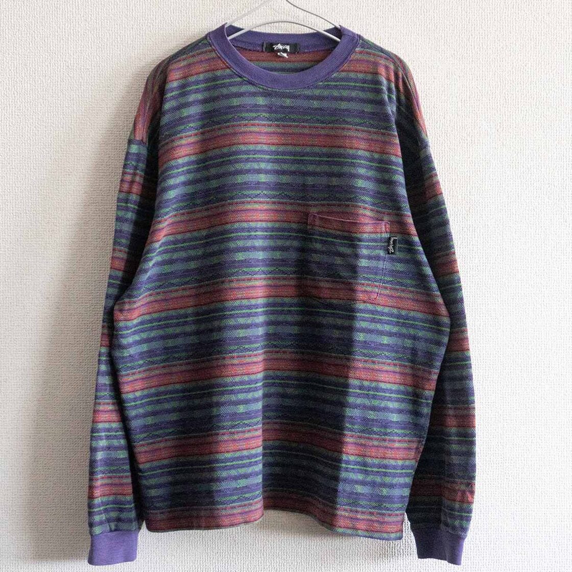 希少/80s】OLD STUSSY【ボーダー ロンT】 M 80年代 オールド 