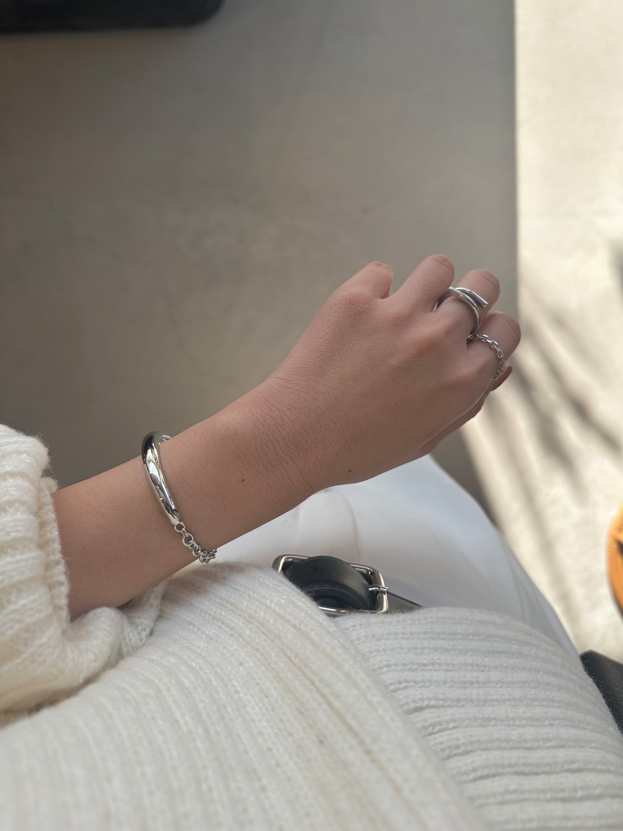 S925 チェーン×カフ ブレスレット