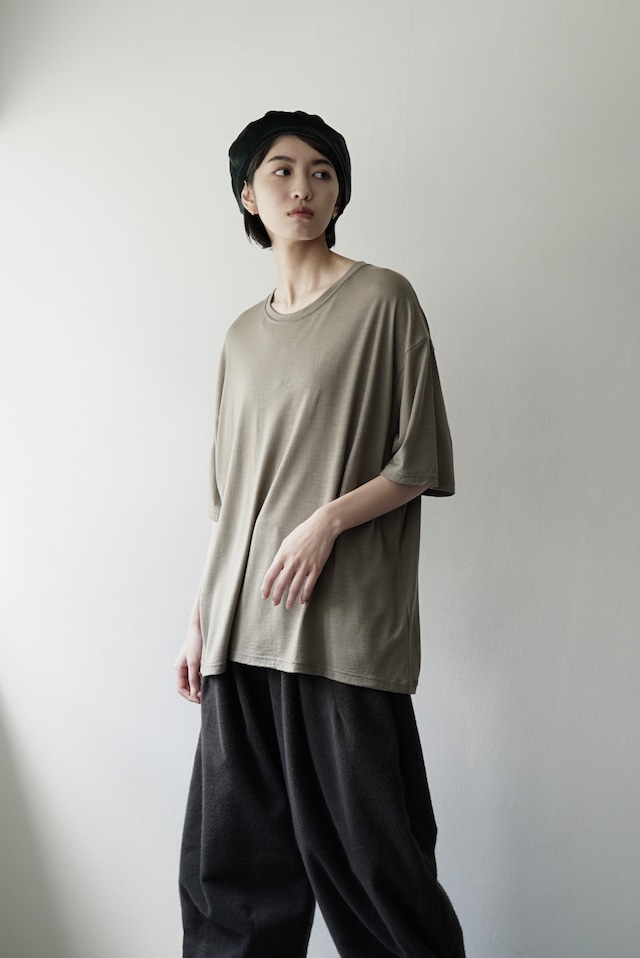 Super120s Washable Wool Jersey / Oversized Tee（SEPIA）