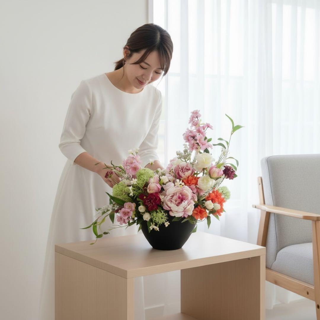 光触媒フラワー「春霞の調べ」桜と牡丹のモダンアレンジメント 母の日 長寿祝い 光触媒フラワー「春霞の調べ」桜と牡丹のモダンアレンジメント 母の日