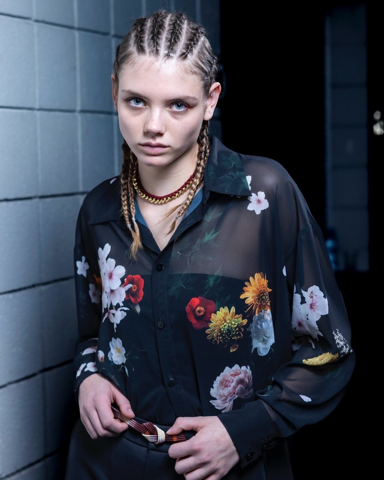 和花シースルーシャツ Japanese flowers see-through shirt | shiki