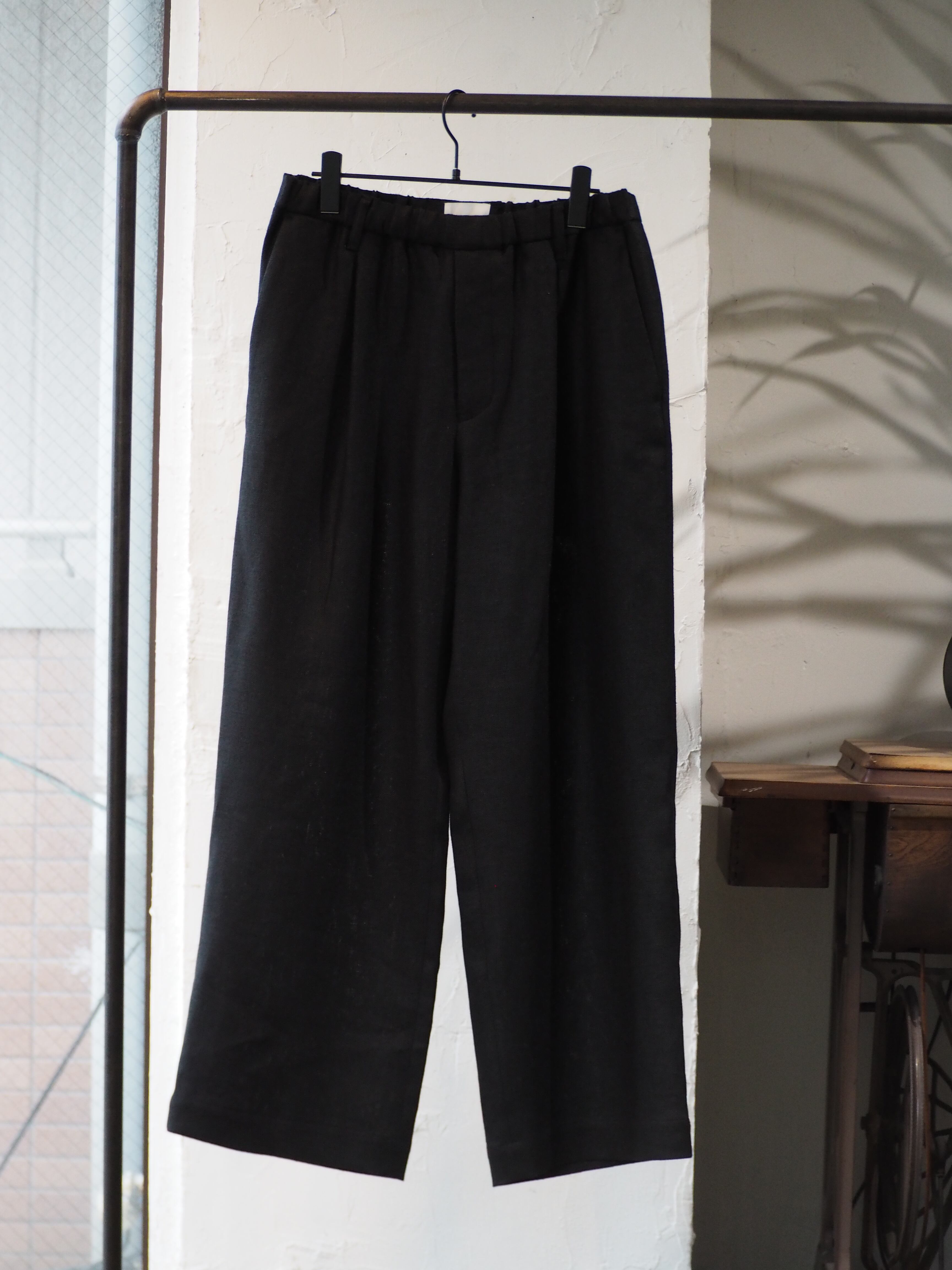 LAST1】superNova. Wide easy pants - Linen /Black | novastore