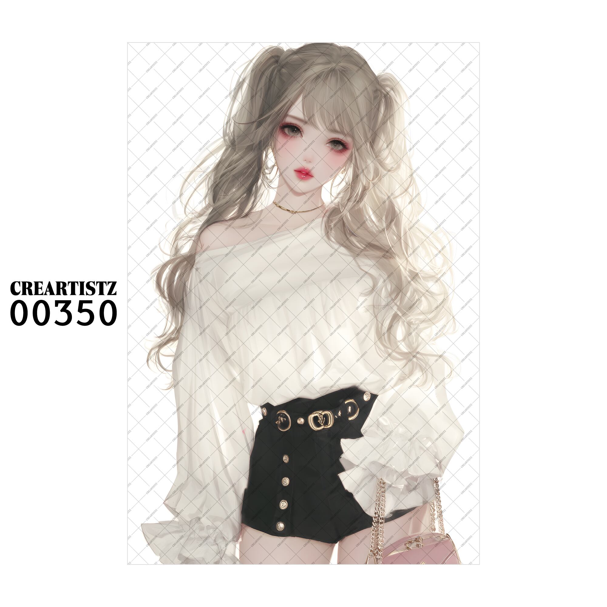 00350 ガール キュート オリジナル ペーパー/ステッカー 4枚セット CREARTISTZ