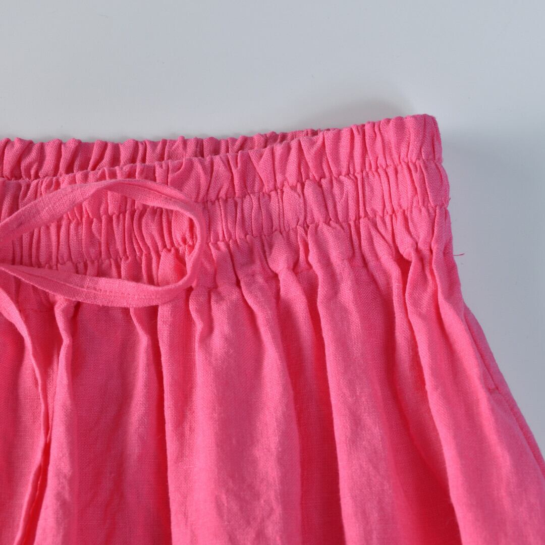 atelier naruse アトリエナルセ リネンギャザースカート・ピンク リネンをたっぷりと使ったスカートです【送料無料】