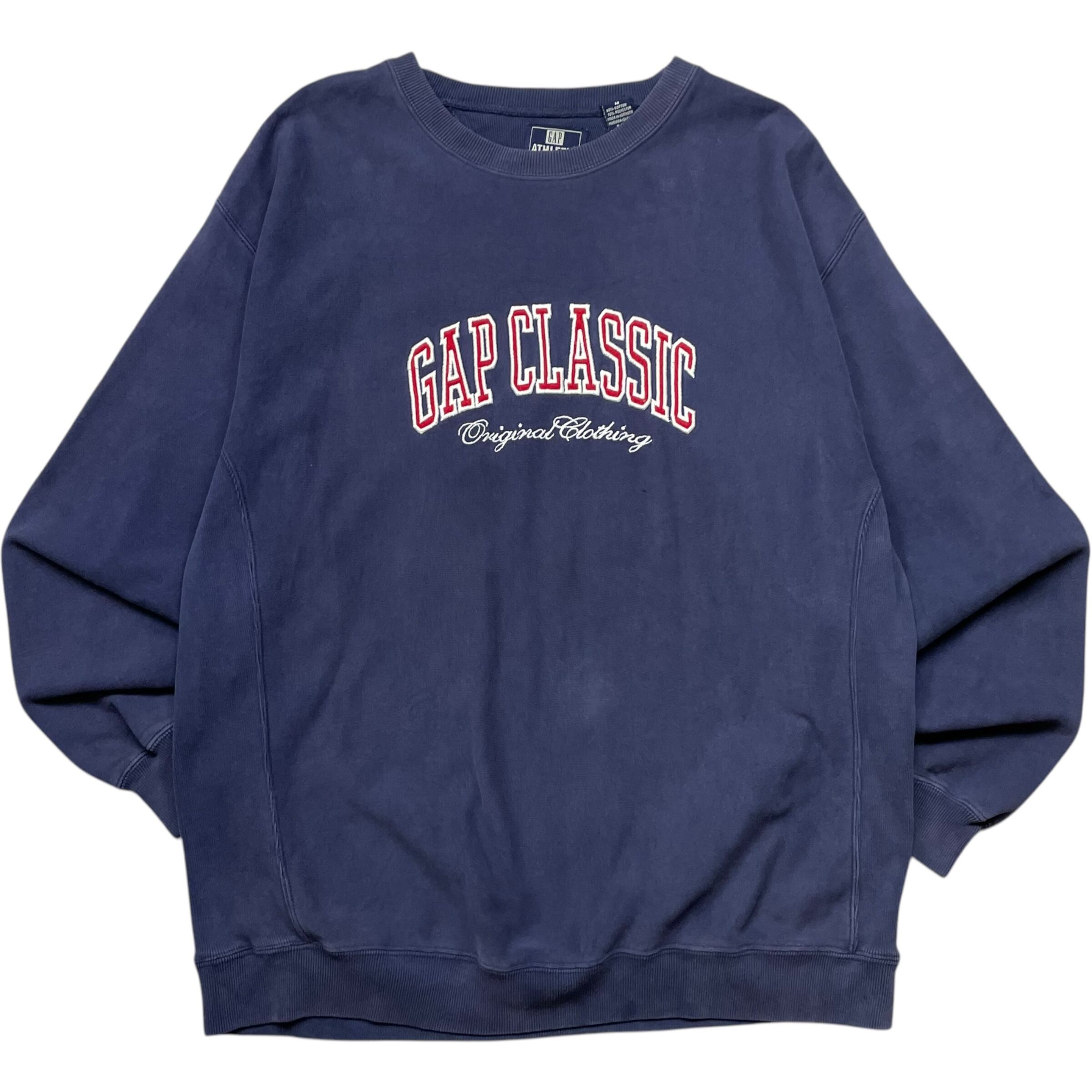 《M》 GAP ATHLETIC スウェット 刺繍ロゴ リバースウィーブ型 ネイビー 90年代 vintage no.5595