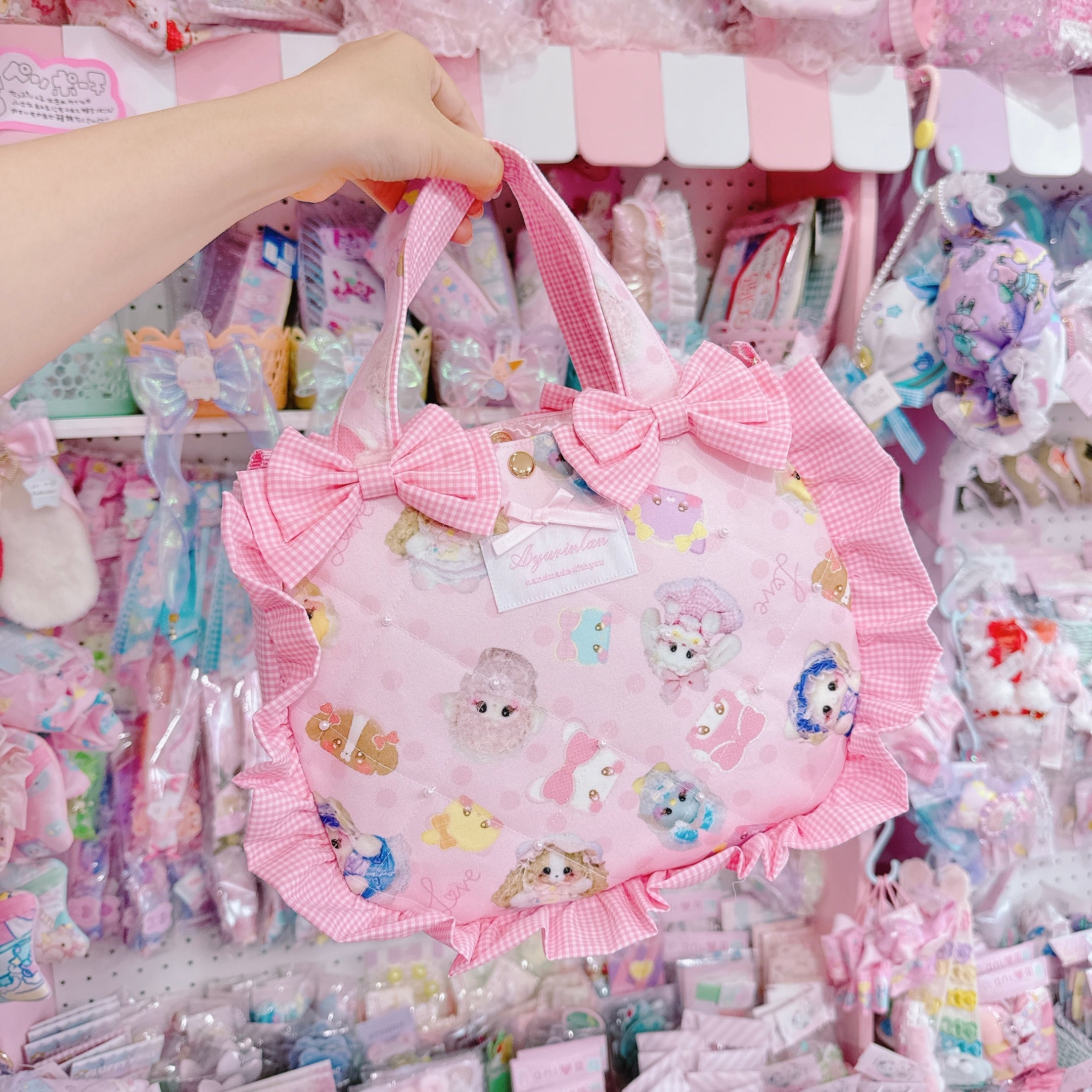 【D8】87-27ぬいぐるみフリルトート2wayバッグ(ショルダーひも別売)