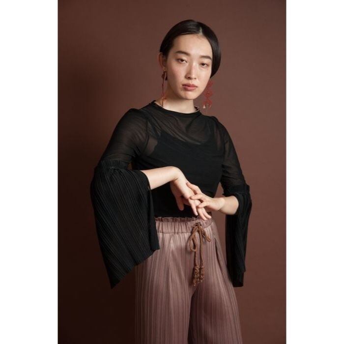 BANSAN Pleat jersey top - BLACK | IAAAM ONLINE STORE