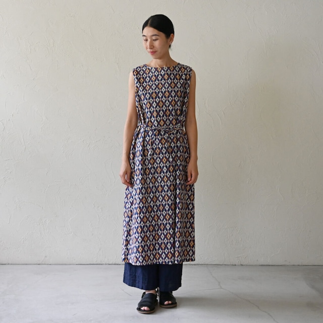 【シサム工房】タイルノースリワンピース(ネイビー)