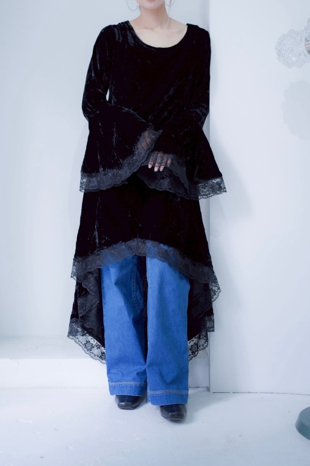 black velours random dress