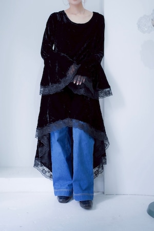 black velours random dress