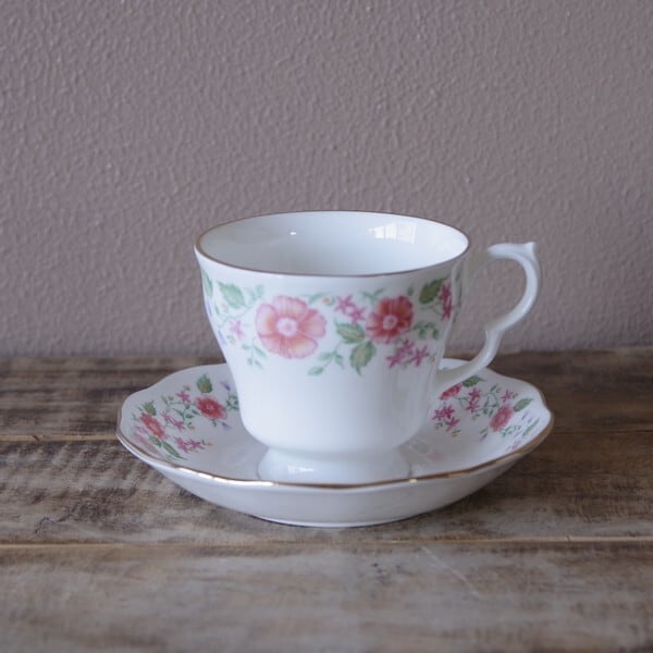 コルクラフ ピンク 花柄 コーヒーカップ ソーサー ロイヤルアルバート #210310-1~6 Colclough Royal Albert イギリス  ヴィンテージ BONE CHINA | Flohmarkt フローマルクト powered by BASE