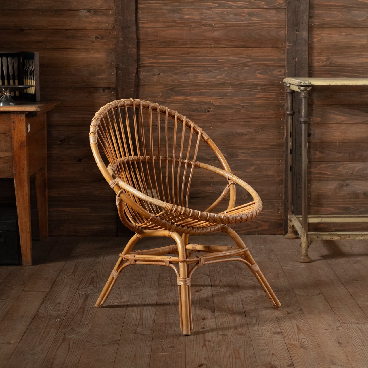 Rattan Chair / ラタン チェア〈椅子・ソファ・籐張り・店舗什器