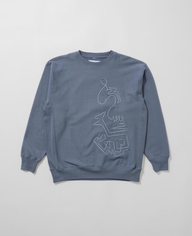 Cord embroidery sweatshirt -blue <LSD-BC3T7>