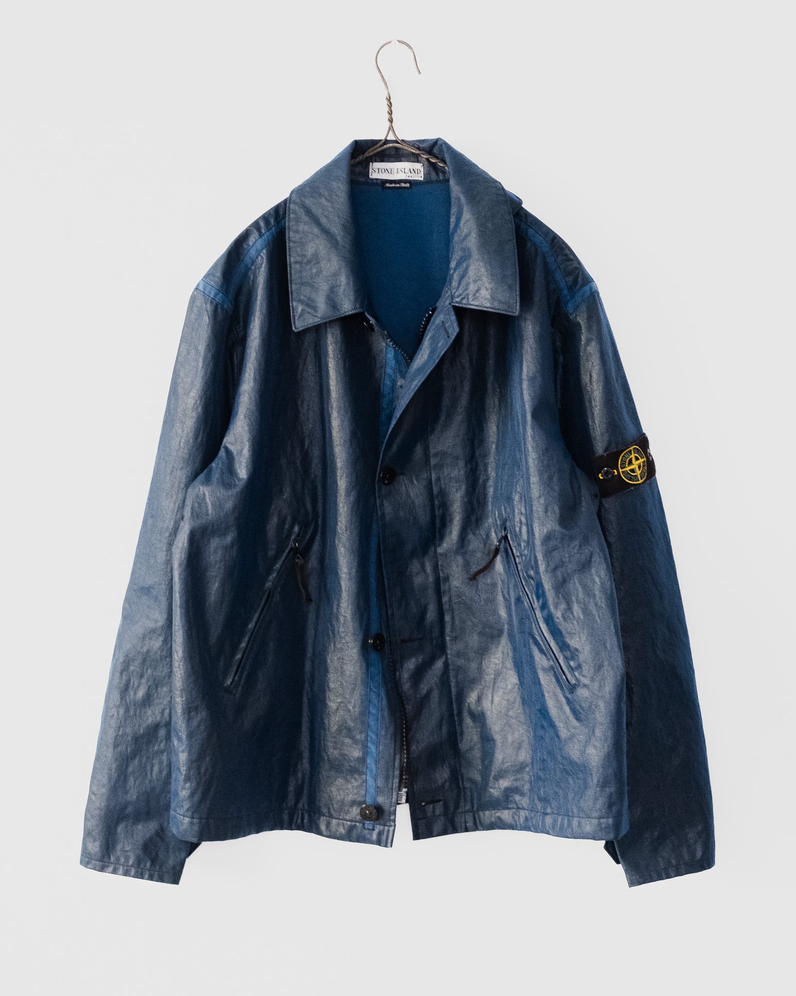 01SS] “STONE ISLAND” Spalumatura Coated Nylon Blue Blouson