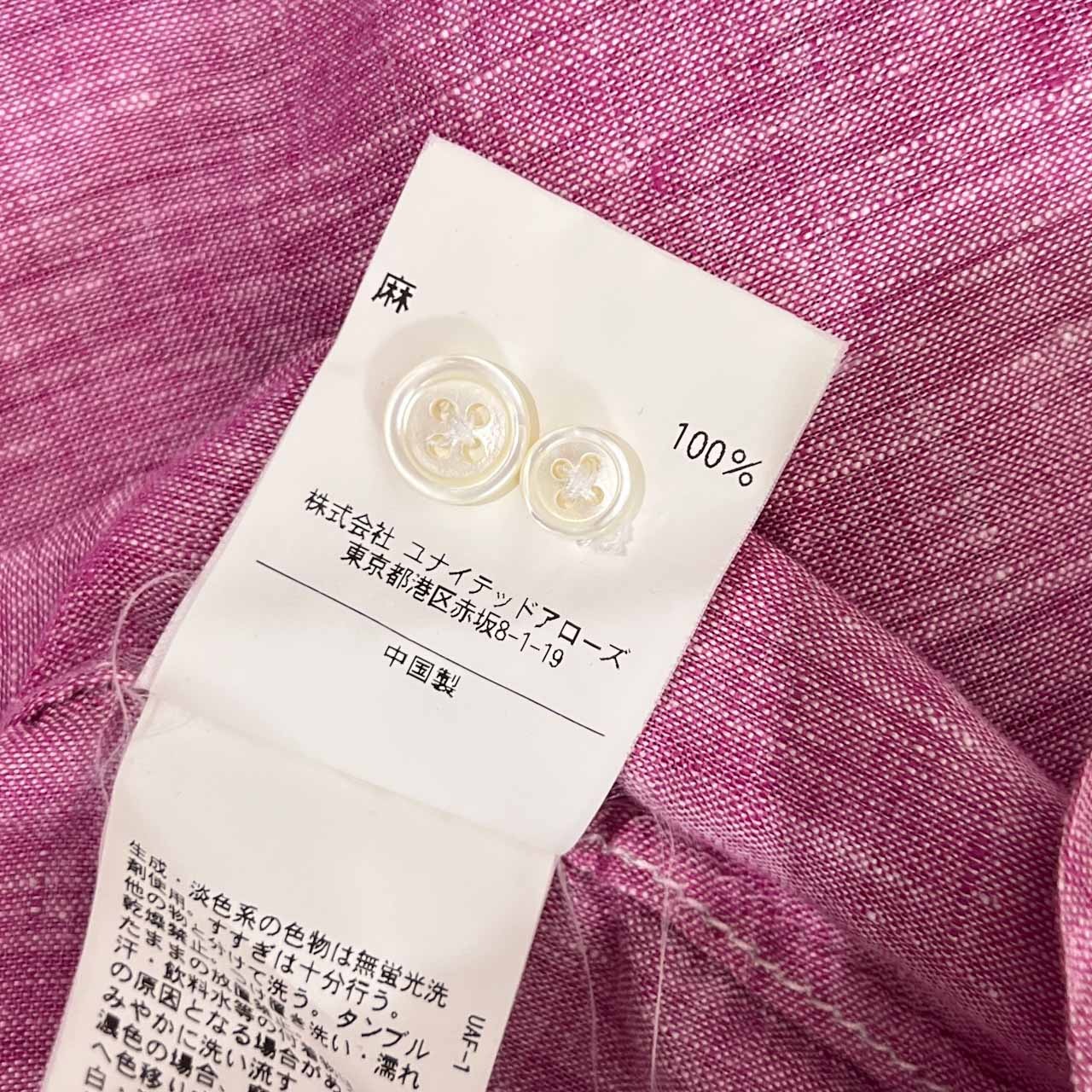 Rhythm of Life ユナイテッドアローズ 長袖 ボタンダウン BD リネンシャツ S /ピンク/メンズ