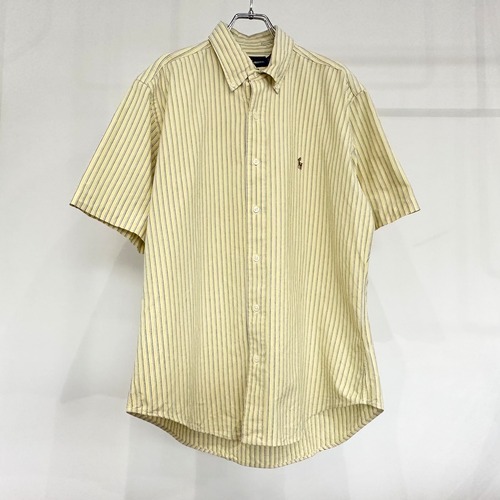 【USED】Ralph Lauren ストライプ ボタンダウンシャツ イエロー ラルフローレン 半袖