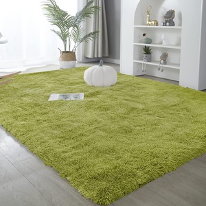 【在庫のみ】ラグマット カーペット 120x160cm おしゃれな北欧風シャギーラグ 全厚約5cm 洗えるラグ 滑り止め付き 毛足約4cm ふわっとした手触り 防音絨毯 オールシーズン快適に使用 長方形 ROCYJULIN（グリーン 約1.5畳 ）