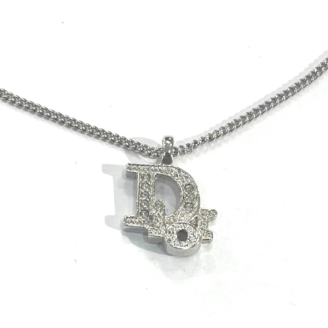Christian Dior】2578 DIOR ディオールロゴ ラインストーンネックレス