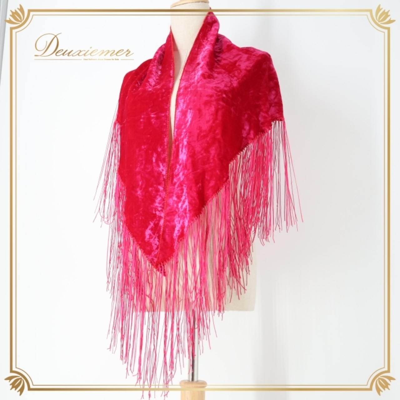 フラメンコ 衣装 シージョ ピキージョ ベロア フレコ フリンジ ダンス 小物 装飾 パーティ 発表会 軽い 三角形 トライアングル 無地 ピンク系 コスチューム 綺麗な色 かわいい デザイン おしゃれ 大人用 レディース フェス