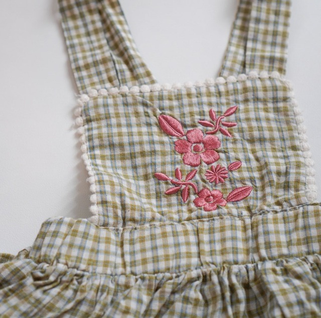 【即納】<Hi bye bebe>  Bell check overalls skirt