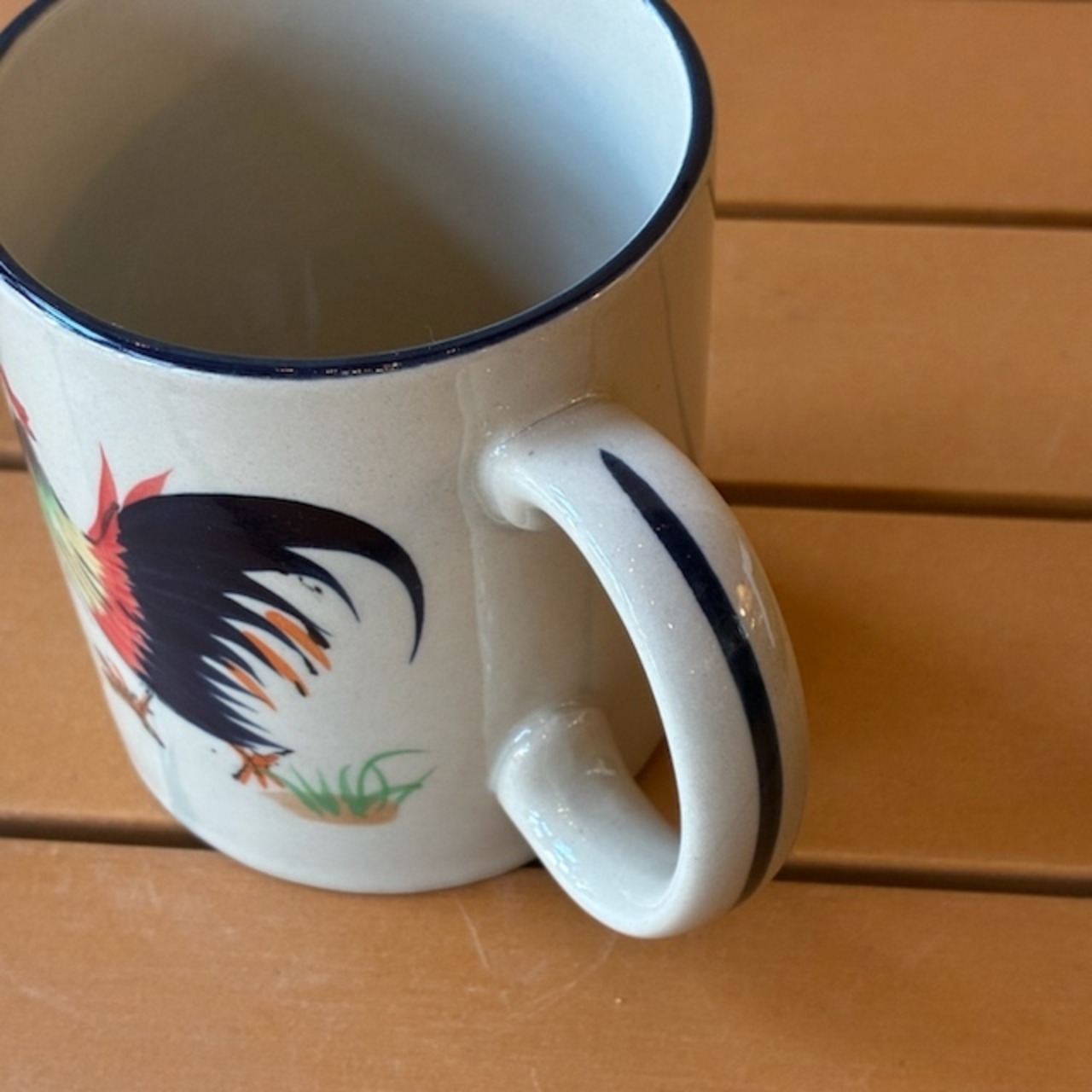 Thailand Hand painted ceramic small dish Rooster　タイ　セラミック手彩色マグカップ　ニワトリ　250ml　紅茶　珈琲　コーヒー　アジア雑貨