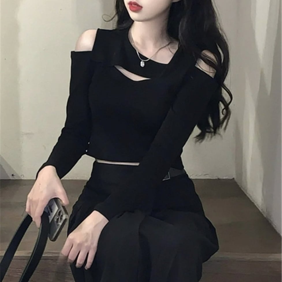 cut out layered design tops / l0356