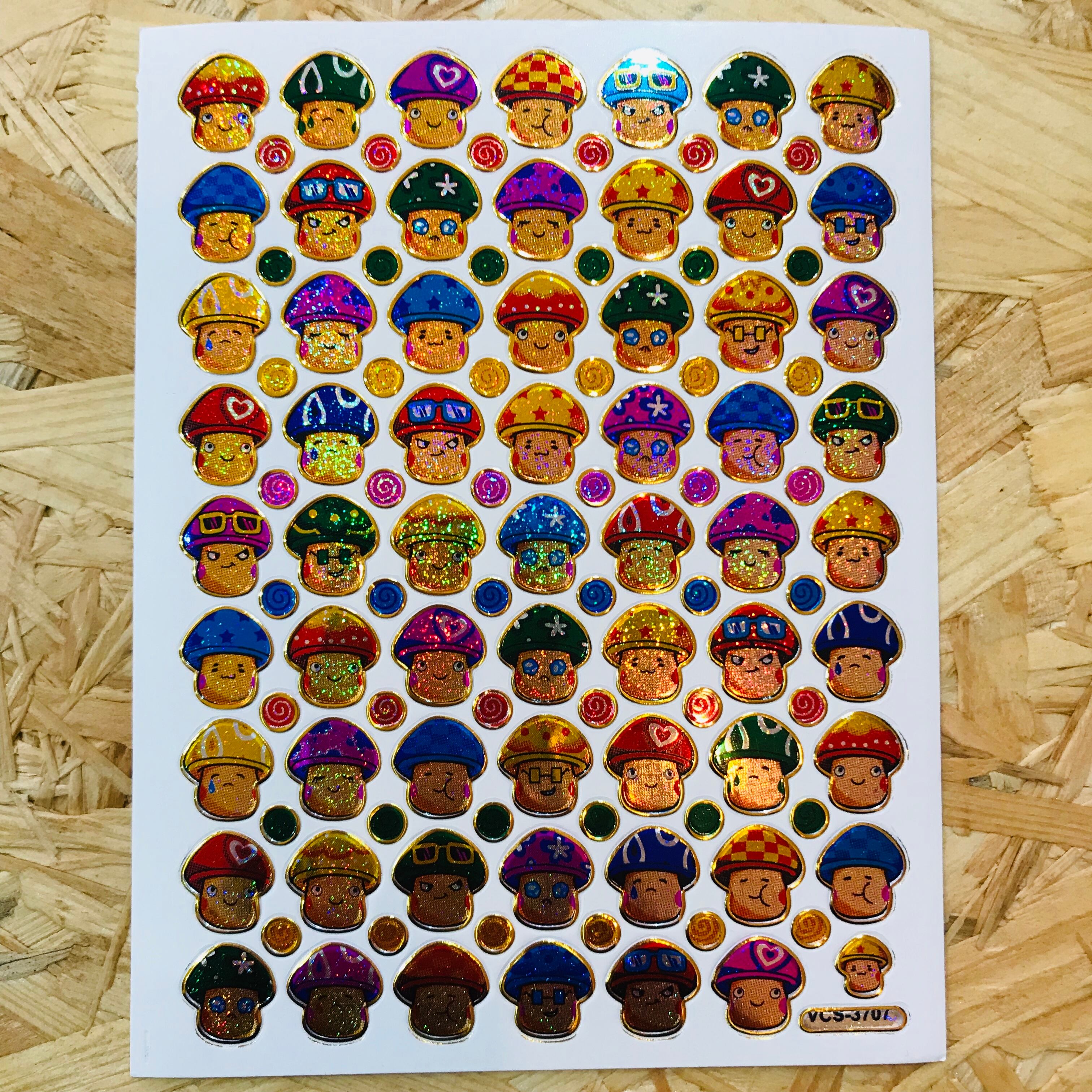53 フェイスキノコ レトロキラキラシール VCS-3707 VCS01