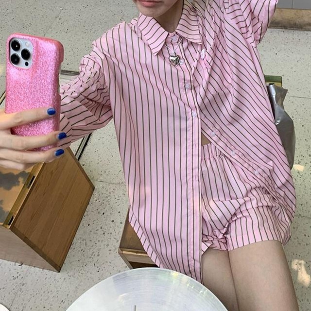Lazy loose striped shirt