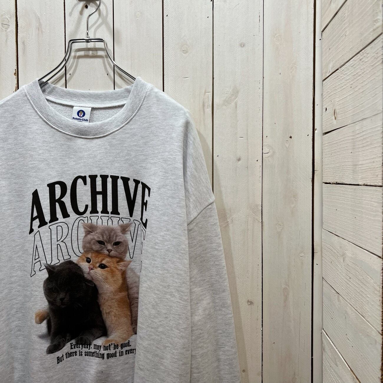 222131-3】3 cats print sweatshirt / 3匹 ネコ プリント スウェット ...