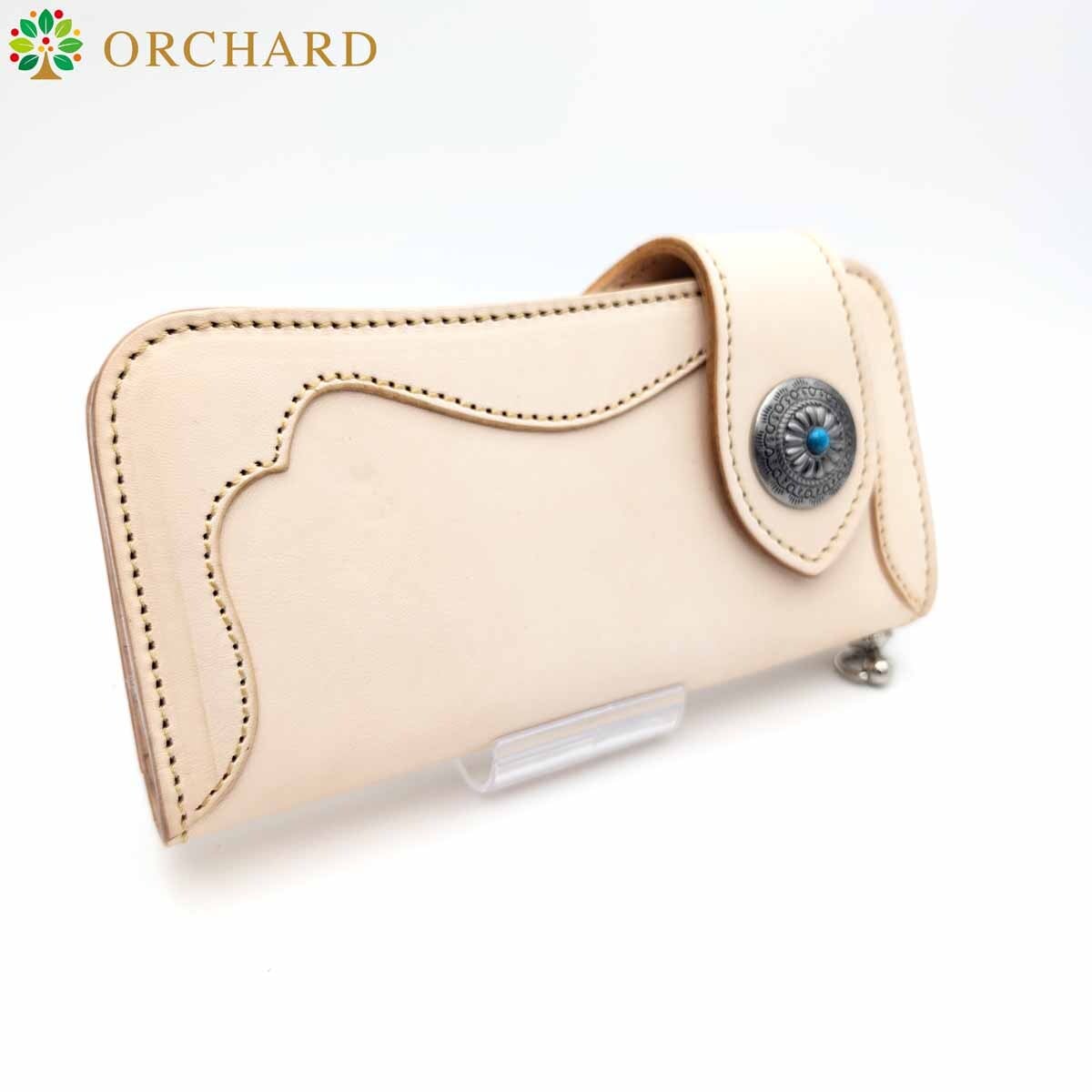 牛革 カウレザー バイカーズウォレット バイカー バイカーウォレット フラワーカービング ウォレットチェーン ナチュラル コンチョ シンプル