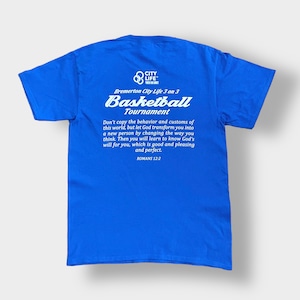 【PORT&COMPANY】3on3 バスケットボール Tシャツ ロゴ バックプリント ブルー basketball 半袖 夏物 US古着