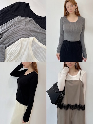 デコルテ綺麗見え 美ラインRIB tops ¥5,900+tax