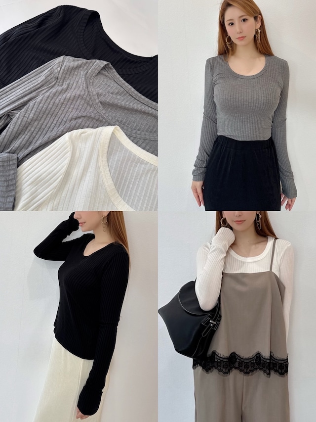 デコルテ綺麗見え 美ラインRIB tops ¥5,900+tax