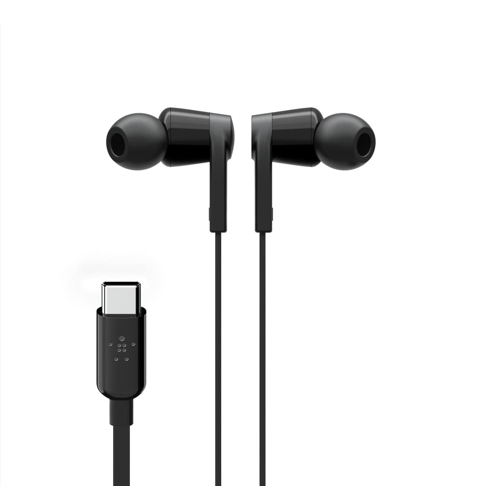 Belkin イヤホン USB-C コネクタ マイク付き Android スマホ各種対応 ブラック Rockstar G3H0002btBLK