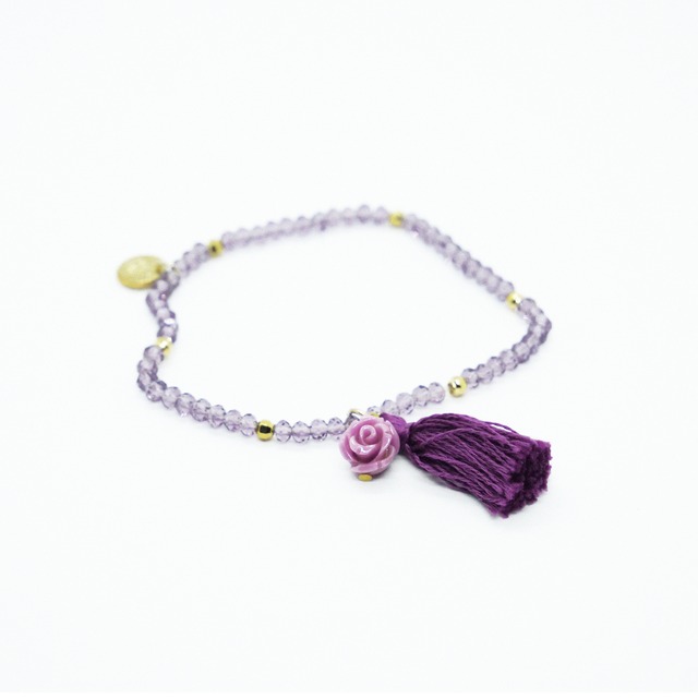 Rose Tassel Bracelet｜Purple x Gold