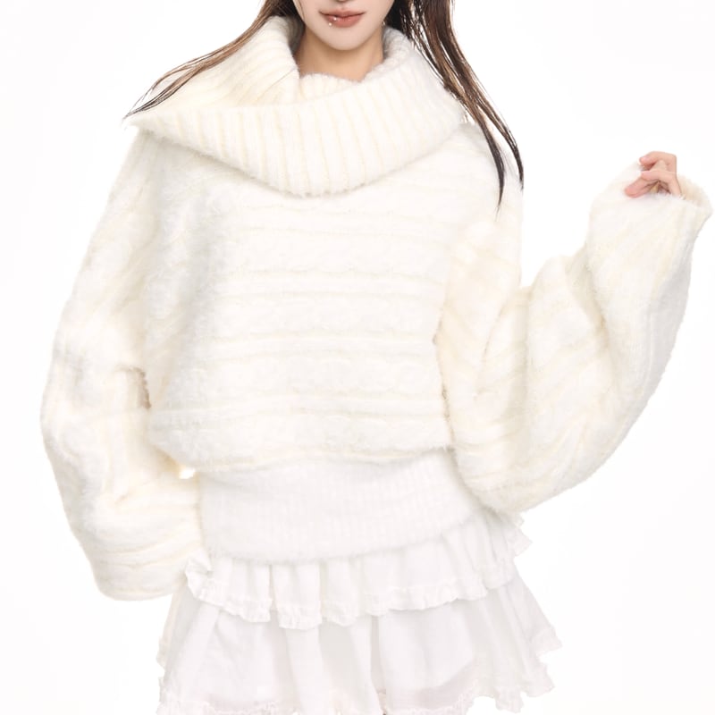 turtleneck knit oversized dolman sleeve la1339