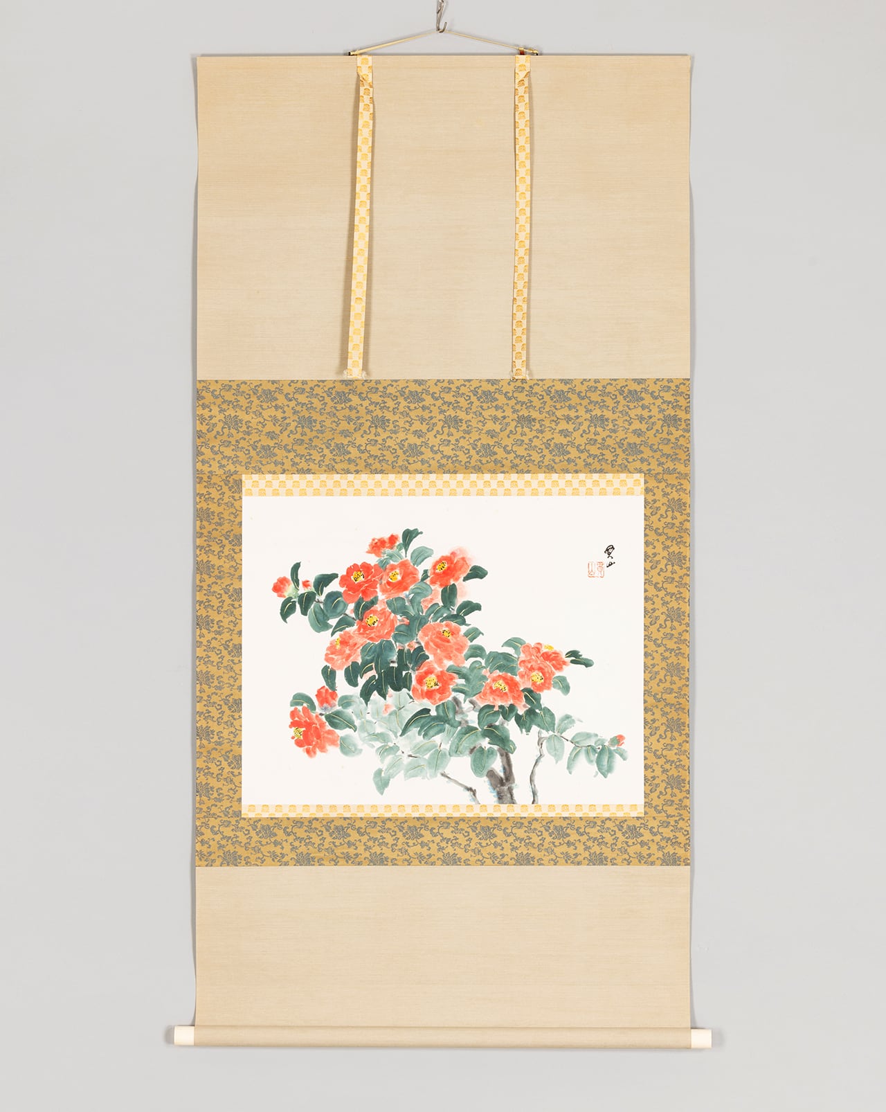 【美品】椿文鎮 坂東貫山筆 椿花 | 山添天香堂