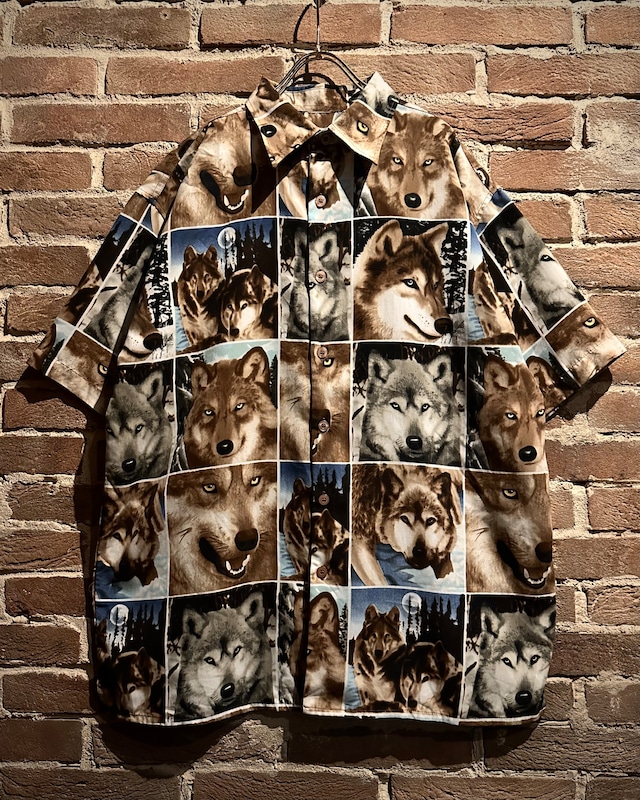 【Caka act3】Wolf Multilateral Total Pattern Vintage Loose S/S Shirt