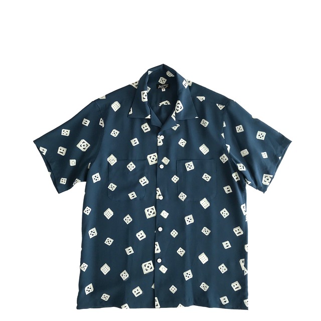 Mountain Special Aloha shirt  / OKINAWA BLOCKS /  Vintage teal