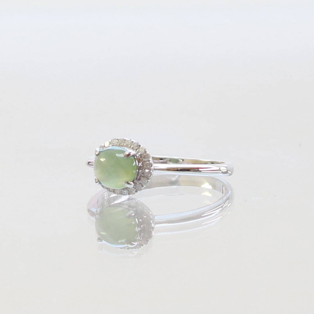 マスカットグリーン翡翠リング K10WG clear green jade diamond マスカットグリーン翡翠リング K10WG clear green jade diamond