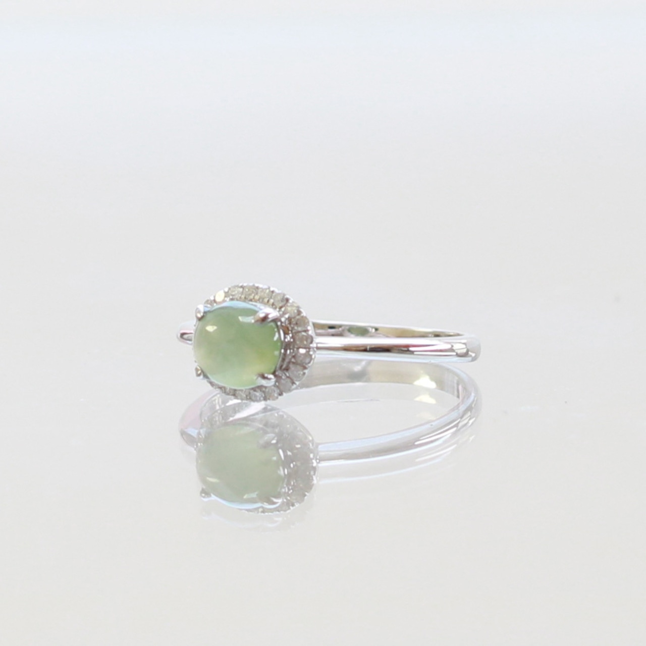 マスカットグリーン翡翠リング K10WG clear green jade diamond A貨翡翠 jd_rg2048