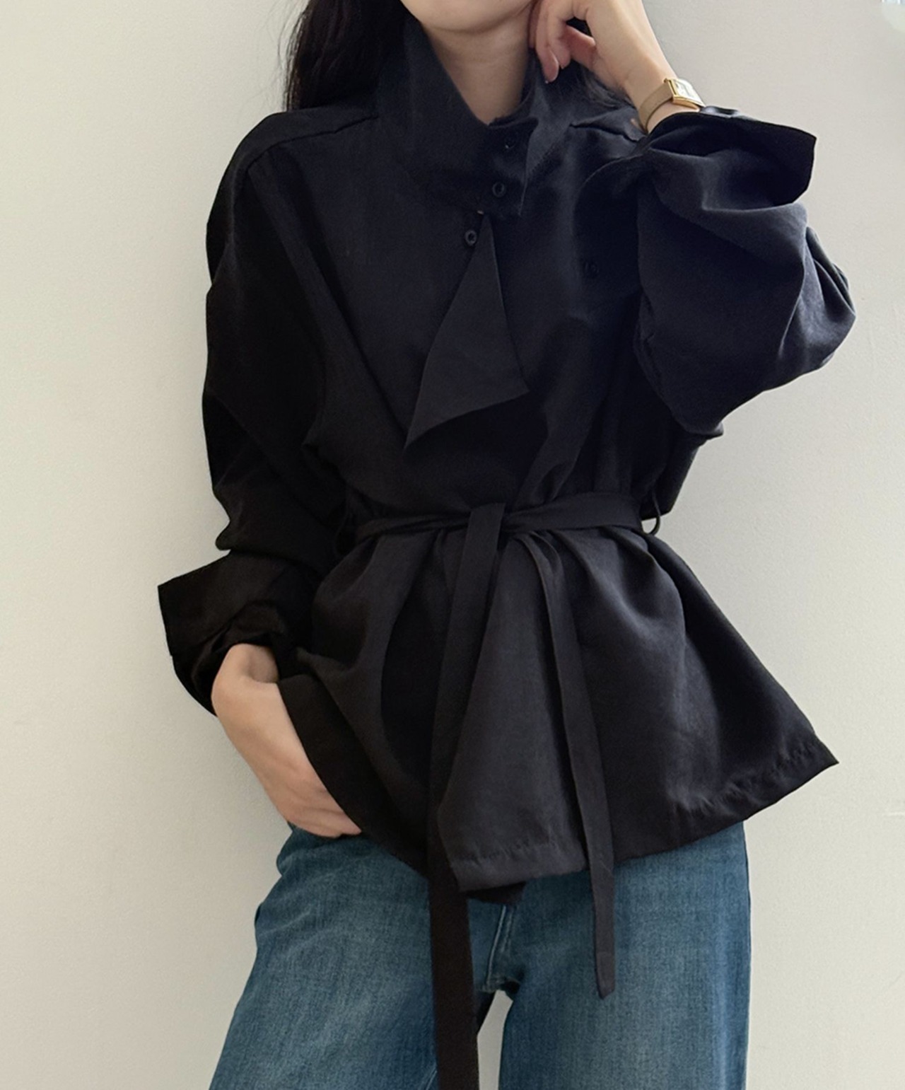 アシンメトリードレープシャツジャケット A0637 - 13