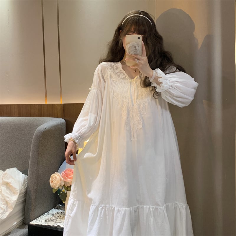 ナイトコットンロングドレス H022 | LALAFRILL ララフリル