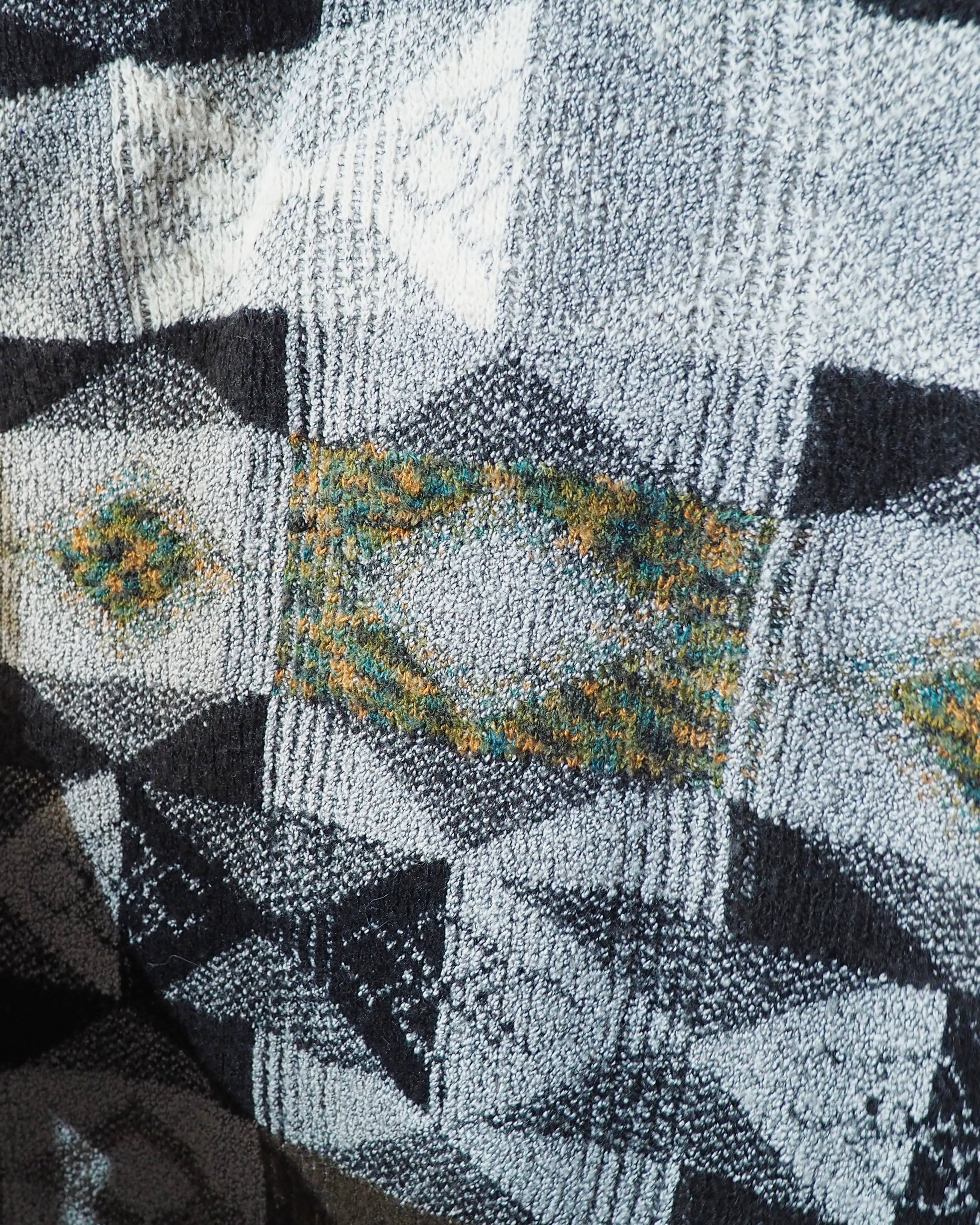 1990s Monotone × Geometric pattern Design vintage loose knit
