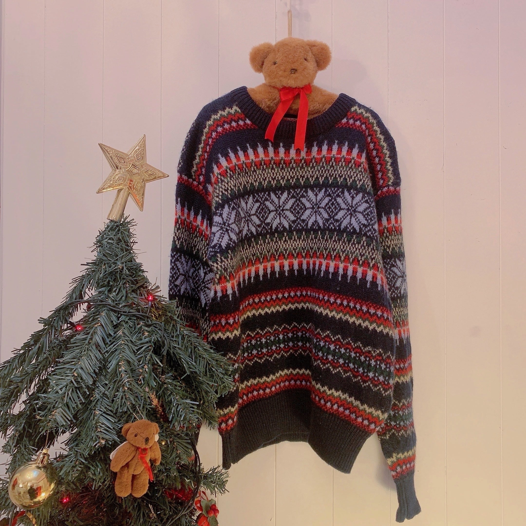 blue snow crystal nordic sweater