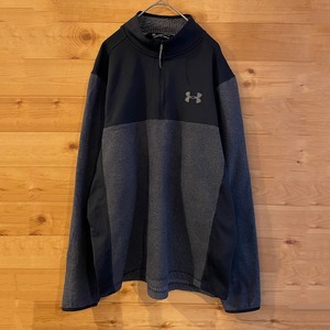 【UNDER ARMOUR】ハーフジップ プルオーバー 切替 フリース ワンポイントロゴ アメリカ古着