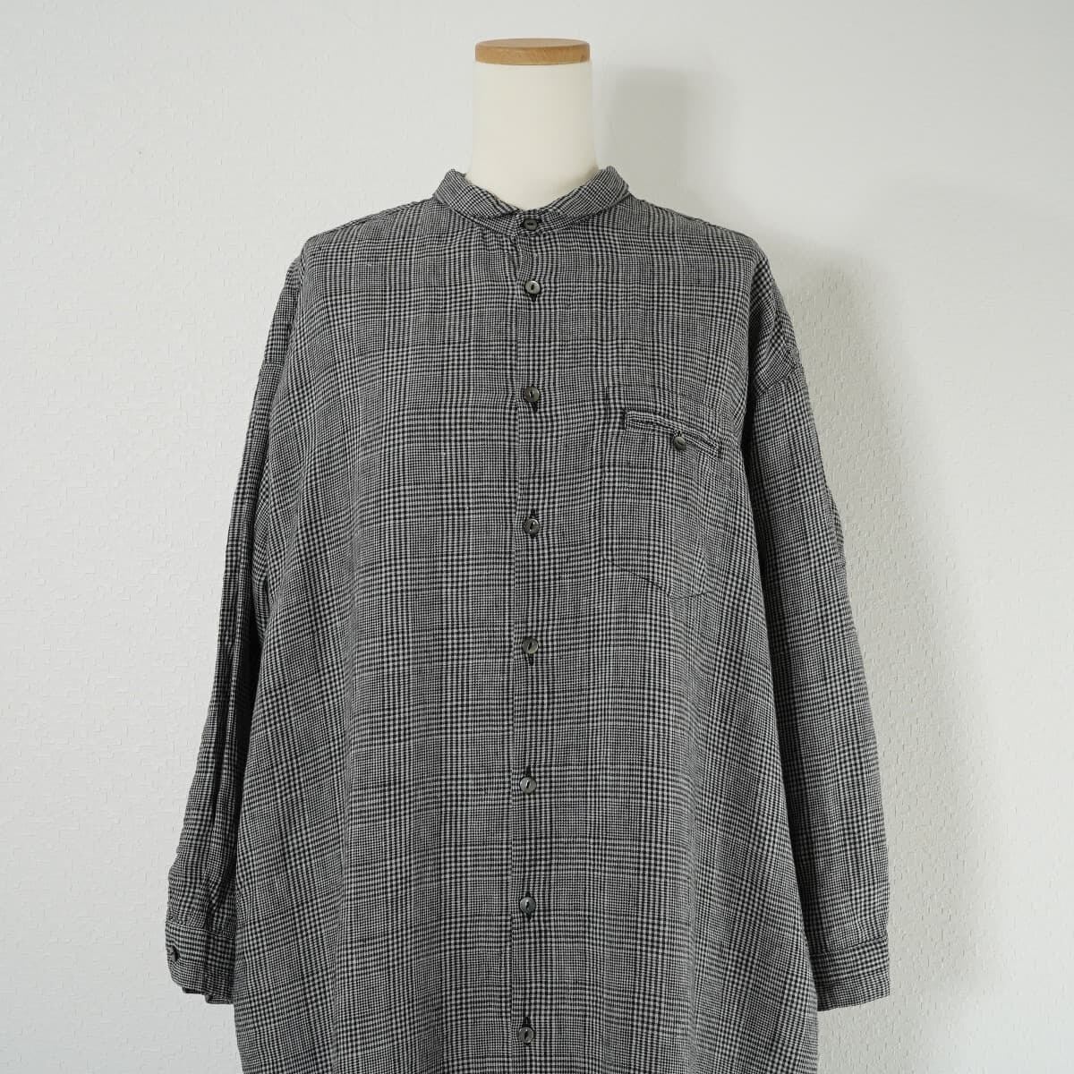 nest Robe ネストローブ グレンチェック リネン シャツ ワンピース  