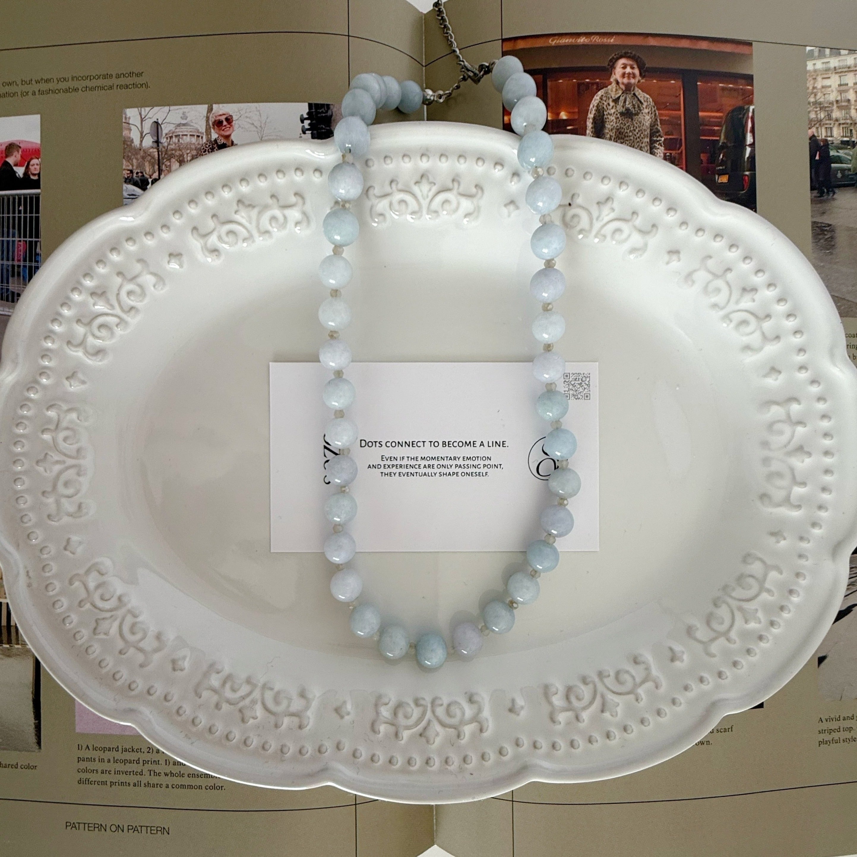blue chalcedony beads necklace | saze