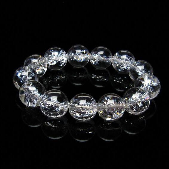 水晶 ブレスレット 虹入り ブレス アイリスクォーツ 17mm おまかせ便 111-17205